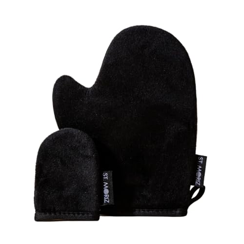St Moriz Luxury Self Tanning Mitt & Face Mitt Duo Pack - Velvety Soft, Double Sided, Washable Self Tanner Applicator Gloves with Thumb For Even Self Tan Coverage & Streak Free Finish - Pack of 2