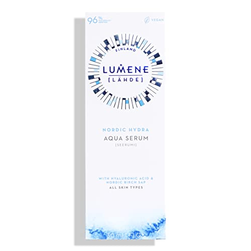 Lumene Nordic Hydra Arctic Dew Quenching Aqua Face Serum - Pure Concentrated Skin Hydration + Arctic Spring Water for Lasting Dewy Skin - Nordic Red Algae + Hyaluronic Acid Hydrating Serum (1 fl oz)