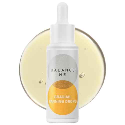 Balance Me Gradual Tanning Drops 1.01 fl oz, With Vitamin E, Hydrating Self Tanning for Face & Body, Streak-Free and No Odour