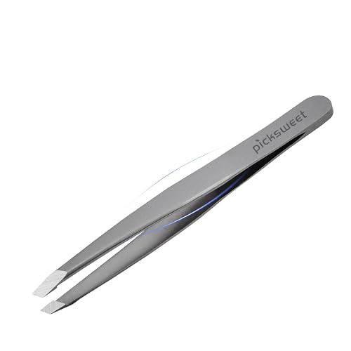 Slanted Eyebrow Tweezers for Women with Travel Case
