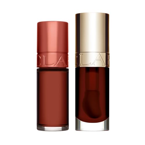 Clarins Water Lip Stain, 13 Nude Water and Lip Oil, 09 Chocolate Bundle | Buildable, Matte Finish Lip Stain | Sheer, High Shine Finish Lip Oil