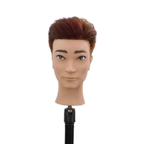 Stancia Barber Mannequin Head Male, Mannequin Head Human Hair for Practicing Haircut, Cosmetology Mannequin Head with 100% Human Hair