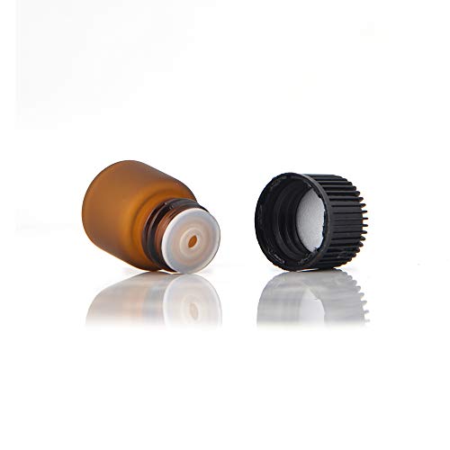 Enslz 1ml(1/4 dram) 50Pcs Mini Amber Glass Essential Oils Sample Bottles Empty Refillable Brown Glass Perfume Bottles (1ml)