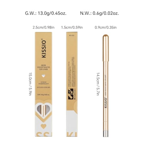 KISSIO Creamy Lip Liner Pencil - Long Lasting Waterproof Matte