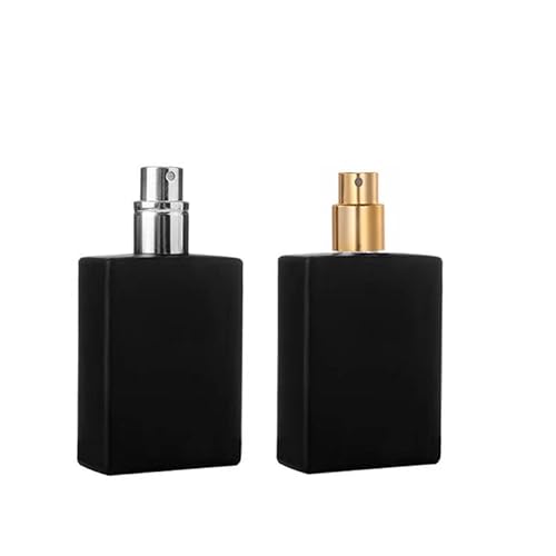 2 Pack Black Glass Perfume Atomizer,100ml Empty Refillable Perfume Spray Bottle for Men and Women,Portable Fragrance Fine Mist Spray Bottle Dispenser for Travel