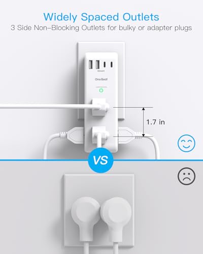6 Outlet Surge Protector with 4 USB Ports & Rotating Plug