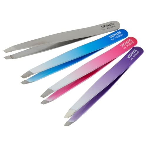 Venus by Regine Slant Tweezers - Handmade Precision Tool for Women & Men, 25-Degree Angle for Shaping Eyebrows & Grooming Facial Contours, Suitable for Eyebrow & Facial Hair Removal (Lavender Ombre)