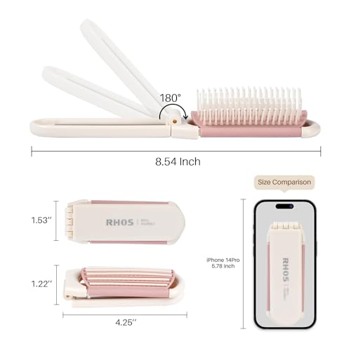 RHOS Folding Travel Hair Brush with Mirror