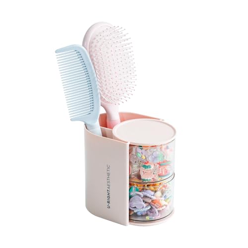 FABROK 2-Layer Rotatable Clear Hair Accessories Organizer - Pink