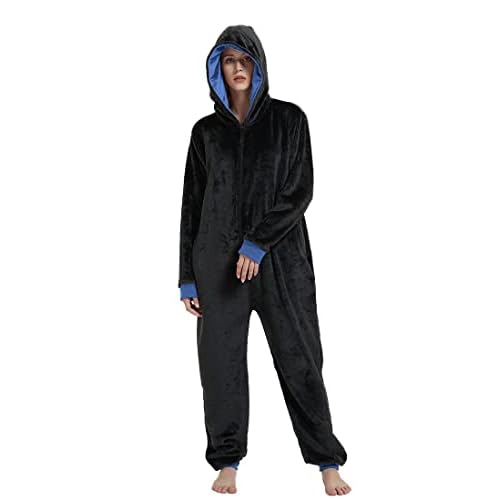 Unpifolov Men and Women Flannel Pajamas Four Magic College Styles Jumpsuit Couple Adult Sportswear Hooded Homewear