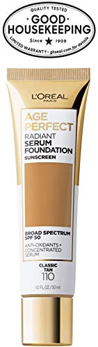 L'Oreal Paris Age Perfect Radiant Serum Foundation with SPF 50, Classic Tan, 1 Ounce