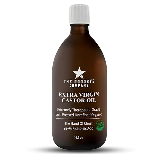 Organic Cold-Pressed Castor Oil, 16.9 oz Glass Bottle