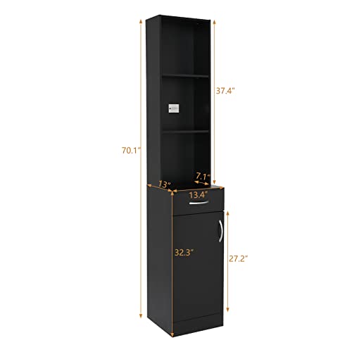 Barber Station Cabinet with Lockable Drawer & 5 Compartments