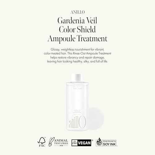 ANILLO Gardenia Veil Color Shield Ampoule Treatment ? Shine-Boosting Hair Mask for Color-Treated Hair ? Protein & Amino Acid Complex, Daily Use, Silicone-Free, 200 ml / 6.76 fl oz