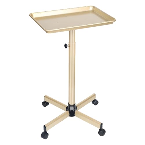 Adjustable Salon Rolling Tray with Wheels - Champagne Gold