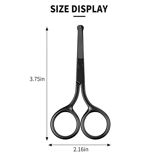 AsonTao Small Nose Hair Scissors Black Stainless Steel Round Tip Safety Eyebrow Tool