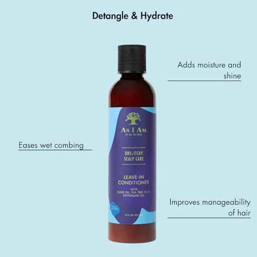 As I Am Dry & Itchy Scalp Care Leave In Conditioner - 8 ounce - Enriched with Olive oil, Tea Tree Oil and Peppermint Oil