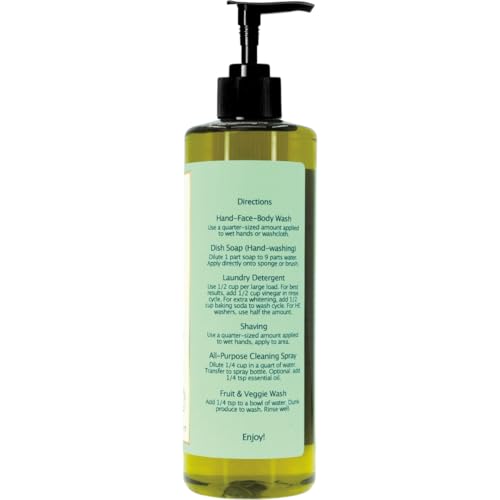 Laurel Berry Aleppo Liquid Castile ? Organic Ingredients, Biodegradable Soap, Gentle for Skin Soap and Versatile Cleaning (16 fl oz (Pump Cap) and 64 fl oz)