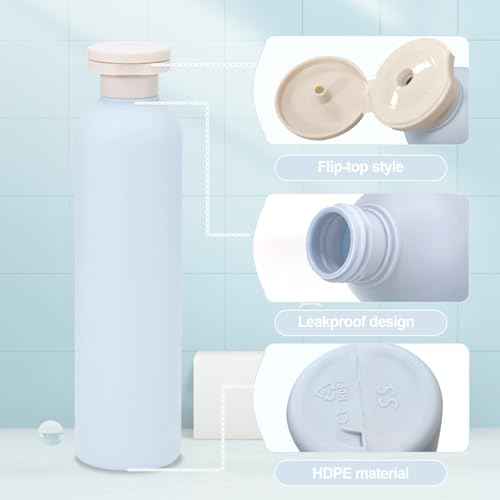 3Pcs 8.8oz Flip Top Squeeze Bottles,Reusable and Refillable Leak Proof Travel Bottles,For Lotions,Facial Creams,Shampoos,Hair Conditioner (Blue)