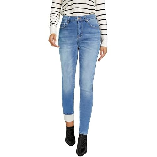 GRAPENT Fleece Lined Leggings Womens Skinny Jeans High Waisted Thermal Jeggings Winter Stretch Denim Pants Warm