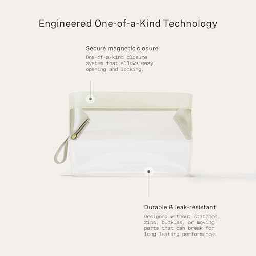 Cadence Parcel - Clear Kit with Magnetic Closure - Durable and Leak-Resistant Travel Toiletry Kit - TSA-Compliant & Modular Design - Hygiene Bag for Travel Essentials - 1 Qt - Pebble