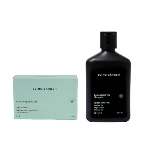 Blind Barber Bundle - Includes Lemongrass Tea Shampoo & Nourishing Bar - Gentle Cleanse - Paraben Free, Cruelty Free - Hair and Skincare Products for Men