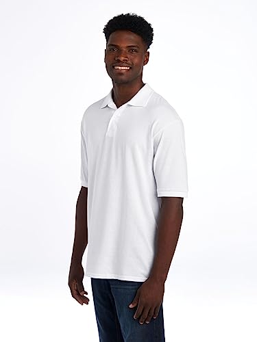 Jerzees Men's SpotShield Stain Resistant Polo Shirts (Short & Long, Short Sleeve-White, Small