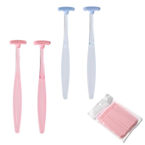 Eyelid Cleaning Brushes - 4pc Silicone Set with Cotton Swabs