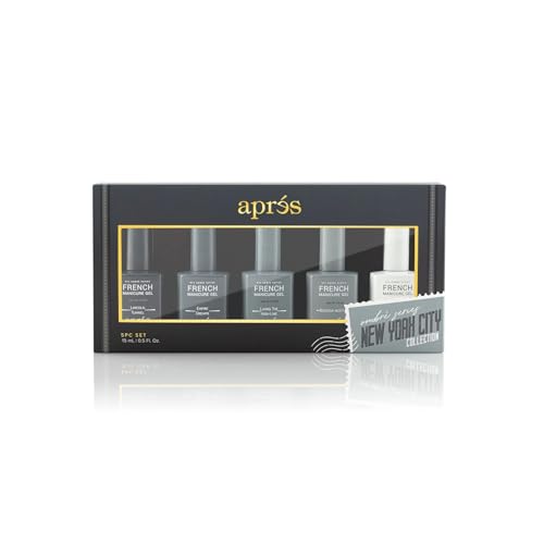 Apres Nail French Manicure Set | Includes 5 Ombre Color | Each Bottle 15mL / 0.5 Fl Oz | 2022 Version (New York)