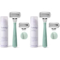Flamingo 5-Blade Razors | for Women | Handle + Gel + Holder | Sage | Pack of 2