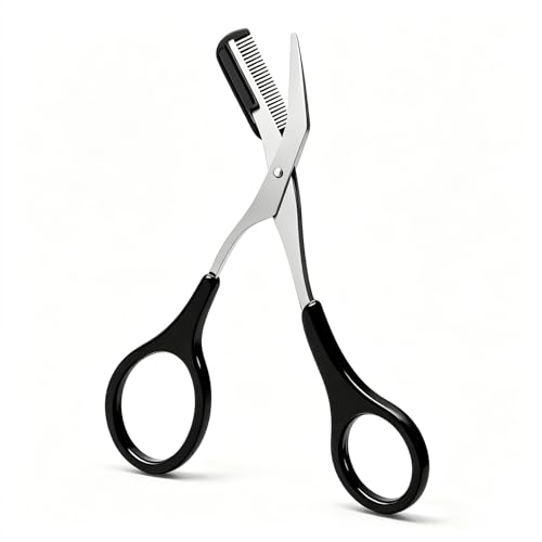 2-in-1 Eyebrow Scissors with Comb - Precision Trimmer for Men & Women