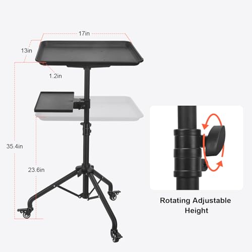 Adjustable Height Salon Tray Cart on Wheels with Storage