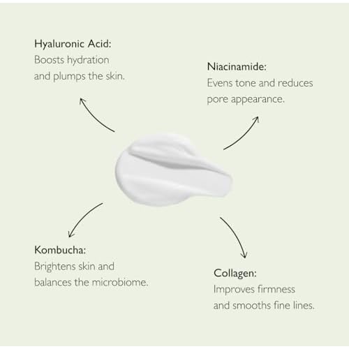 KEDMA 8% - Hydrating Day Cream with Hyaluronic Acid and Collagen - Radiance and Tone - Kombucha and Niacinamide - All Skin Types - Paraben, Sulfate, and Silicone-Free - 50g