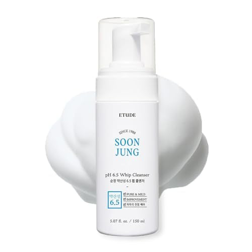 ETUDE gentle pH-balanced bubble Cleanser for Sensitive Skin, Panthenol + Madecassoside, Barrier Repair, Fragrance Free, pH 6.5, Vegan Certified, Non-Comedogenic, Korean Face Wash, 5.06 fl oz