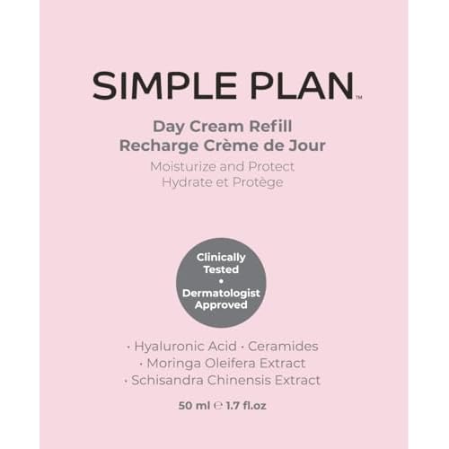 SIMPLE PLAN Refill Hyaluronic Acid Day Cream ? Anti-Aging Facial Moisturizer for Men & Women ? Lightweight Hydrating Face Cream to Reduce Wrinkles & Restore Skin Barrier