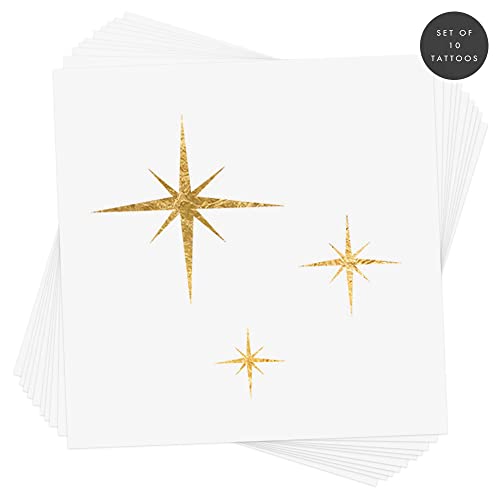 Gold Glitter Freckles Waterproof Face Tattoos - 10 Pack