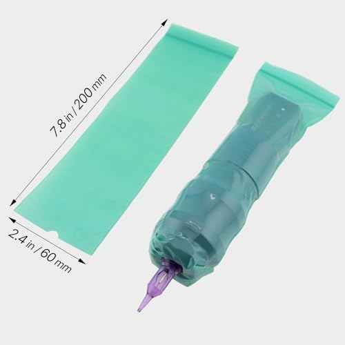 300pcs Tattoo Machine Covers Sealable Type - 2.4¡¿8 Inch Jungle Green Tattoo Pen Covers Machine Bags Sleeves for Cartridge Tattoo Machine - Professional Tattoo Supplies & Accessories