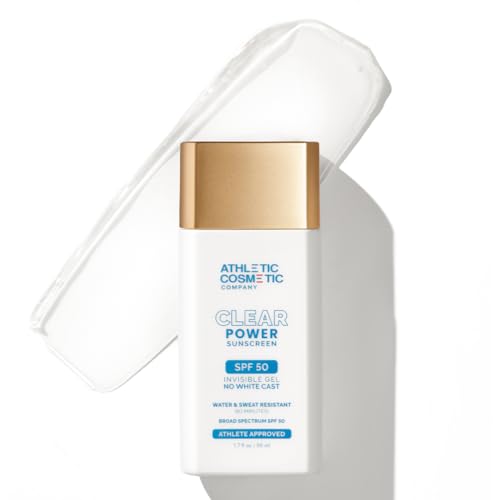 Clear Power Sunscreen ? Invisible, No White Cast, Weightless Gel Sunscreen for Face, Broad Spectrum SPF 50, Fragrance-Free, Sport-Ready, Made for Athletes