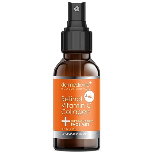 3 in 1 Super-Charged Anti-Aging Face Mist w/Retinol, Vitamin C + Collagen | Hydrates, Refreshes & Brightens for a More Glowing Complexion | 2 fl oz, 60 ml