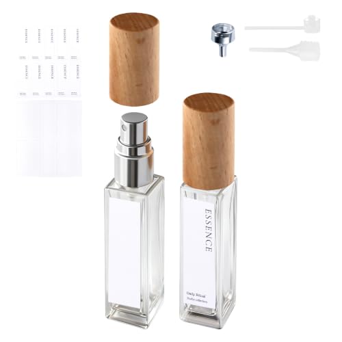 10ml Refillable Perfume Atomizer with Wooden Cap & Stickers