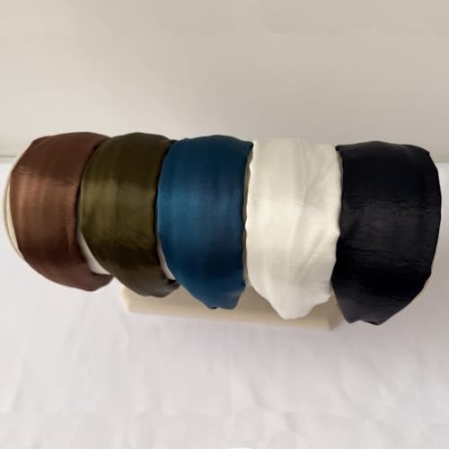 5-Pack Wide No-Slip Headbands for Women & Girls, Padded Satin