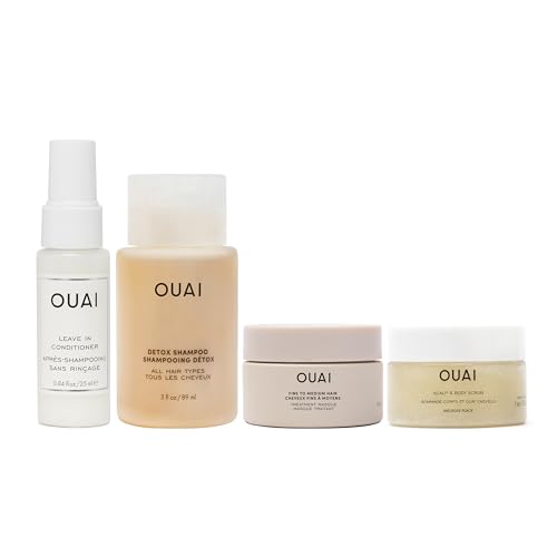OUAI Travel Kit - Leave In Conditioner, Detox Shampoo & Hair Mask