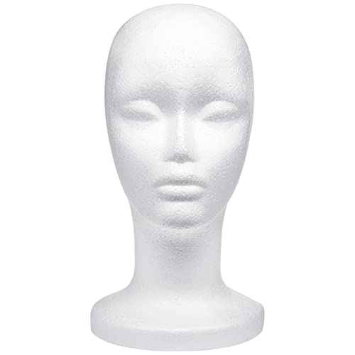 Foraineam 3 Pack 12 Inch Foam Head Female Foam Wig Head Mannequin Manikin Cosmetics Model Display Holder Hats Glasses Hairpieces Stand