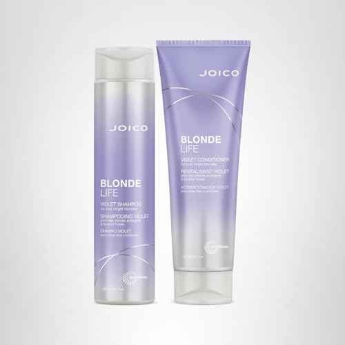 Joico Blonde Life Violet Shampoo and Conditioner | For Cool & Bright Blonde Hair | Neutralize Brassy Tones | Banish Yellow Tones | Boost Shine | Sulfate Free | With Monoi & Tamanu Oil