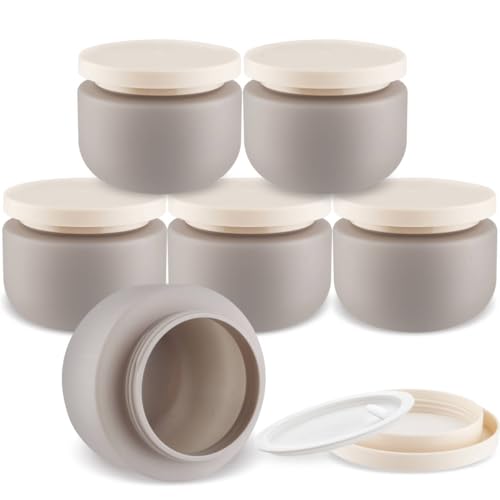6 Pack 8 oz HDPE Plastic Jars with Lids - Grey