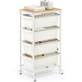 4-Drawer Rolling Storage Cart with Wooden Top & Lockable Wheels