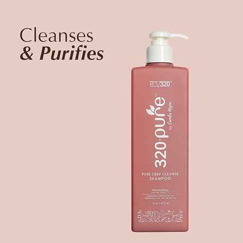 Pure Deep Cleanse Clarifying Shampoo for Build Up 16oz, Oily Hair Cleaner for Soft & Hard Water, Made with Natural Ingredients, Detox Shampoo That Thickens & Nourishes Straight & Curly Hair 320Pure