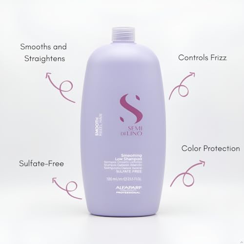 ALFAPARF MILANO Semi Di Lino Smoothing Sulfate Free Shampoo - Anti Frizz Hair Care & Cleansing Shampoo to Revitalize Dry Hair & Restore Shine