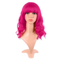 MapofBeauty 14" Short Curly Bob Wig Hot Pink