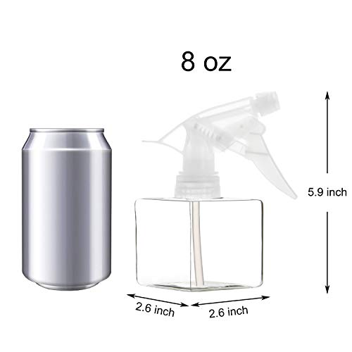 Youngever 5 Pack Empty Plastic Spray Bottles, Clear Square Spray Bottles for Hair and Cleaning Solutions (8 Ounce)